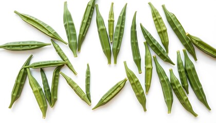 Obraz premium Fresh Okra Pods: A Vibrant, Minimalist Still Life