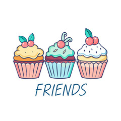cupcakes with friends topper cupcakes with friends topper vector illustration - simple illustration of cupcakes with friends topper, perfect for logos cupcakes with friends topper