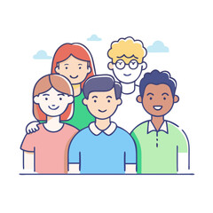 group of diverse friends group of diverse friends vector illustration - simple illustration of group of diverse friends, perfect for logos group of diverse friends