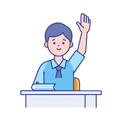 hand raising student vector icon, hand raising student vector illustration - simple illustration of hand raising student, perfect for logos hand raising student
