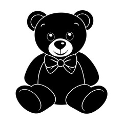 Silhouette teddy bear on white background