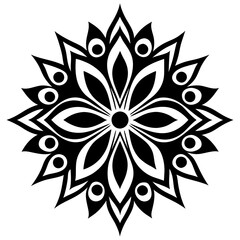 Simple mandala silhouette vector Art design, Floral mandala Illustration, ornament, flower, design, outline, template, pattern, ethnic. mandala design for invitation card, coloring book.