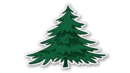 Lush Green Pine Tree Illustration with Detailed Needle Texture