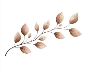 Elegant Brown Leaves on a Minimalist White Background for Stylish Decor