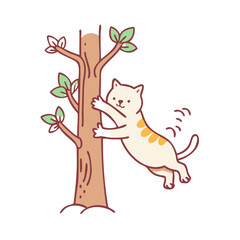 cat climbing tree vector icon, cat climbing tree vector illustration - simple illustration of cat climbing tree, perfect for logos cat climbing tree