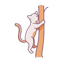 cat climbing tree vector icon, cat climbing tree vector illustration - simple illustration of cat climbing tree, perfect for logos cat climbing tree