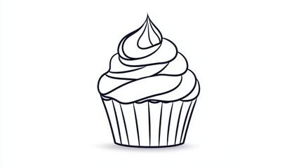 Delightful Hand-Drawn Cupcake Design Perfect for Bakery Illustrations