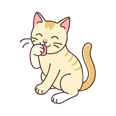cat licking paw vector icon, cat licking paw vector illustration - simple illustration of cat licking paw, perfect for logos cat licking paw
