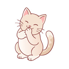 cat licking paw vector icon, cat licking paw vector illustration - simple illustration of cat licking paw, perfect for logos cat licking paw