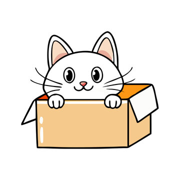 recommend clip art: cat peeking from box vector icon, cat peeking from box vector illustration - simple illustration of cat peeking from box, perfect for logos cat peeking from box
