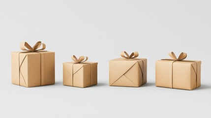Obraz premium four wrapped gift boxes with bows on white background