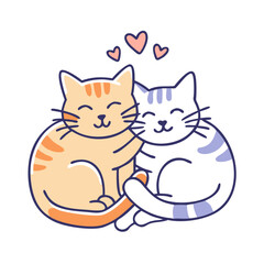 cats cuddling together vector icon, cats cuddling together vector illustration - simple illustration of cats cuddling together, perfect for logos cats cuddling together