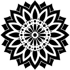 Simple mandala silhouette vector Art design, Floral mandala Illustration, ornament, flower, design, outline, template, pattern, ethnic. mandala design for invitation card, coloring book.