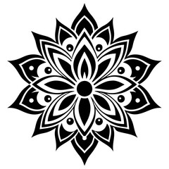 Simple mandala silhouette vector Art design, Floral mandala Illustration, ornament, flower, design, outline, template, pattern, ethnic. mandala design for invitation card, coloring book.