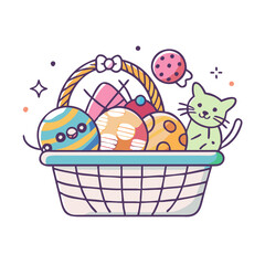 cat toys basket vector icon, cat toys basket vector illustration - simple illustration of cat toys basket, perfect for logos cat toys basket