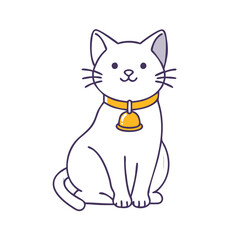 cat with a bell on collar vector icon, cat with a bell on collar vector illustration - simple illustration of cat with a bell on collar, perfect for logos cat with a bell on collar