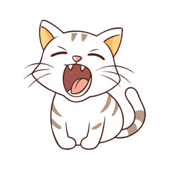 cat yawning vector icon, cat yawning vector illustration - simple illustration of cat yawning, perfect for logos cat yawning
