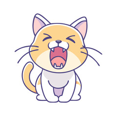 cat yawning vector icon, cat yawning vector illustration - simple illustration of cat yawning, perfect for logos cat yawning