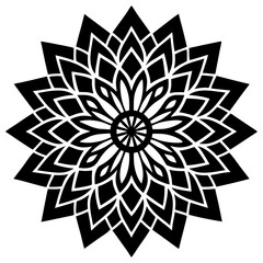 Simple mandala silhouette vector Art design, Floral mandala Illustration, ornament, flower, design, outline, template, pattern, ethnic. mandala design for invitation card, coloring book.