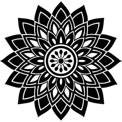 Simple mandala silhouette vector Art design, Floral mandala Illustration, ornament, flower, design, outline, template, pattern, ethnic. mandala design for invitation card, coloring book.