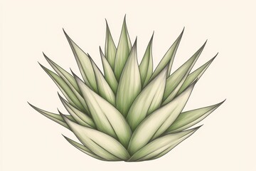 Fototapeta premium Lush Green Succulent Plant with Striking Spiky Leaves Display
