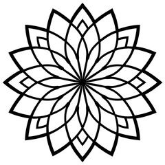 Simple mandala silhouette vector Art design, Floral mandala Illustration, ornament, flower, design, outline, template, pattern, ethnic. mandala design for invitation card, coloring book.