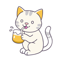 kitten drinking milk vector icon, kitten drinking milk vector illustration - simple illustration of kitten drinking milk, perfect for logos kitten drinking milk