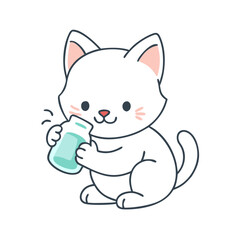kitten drinking milk vector icon, kitten drinking milk vector illustration - simple illustration of kitten drinking milk, perfect for logos kitten drinking milk
