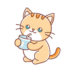kitten drinking milk vector icon, kitten drinking milk vector illustration - simple illustration of kitten drinking milk, perfect for logos kitten drinking milk