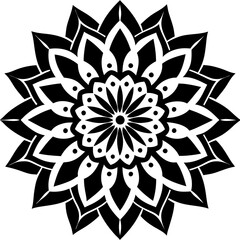 Simple mandala silhouette vector Art design, Floral mandala Illustration, ornament, flower, design, outline, template, pattern, ethnic. mandala design for invitation card, coloring book.