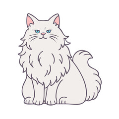 long haired fluffy cat vector icon, long haired fluffy cat vector illustration - simple illustration of long haired fluffy cat, perfect for logos long haired fluffy cat