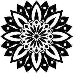 Simple mandala silhouette vector Art design, Floral mandala Illustration, ornament, flower, design, outline, template, pattern, ethnic. mandala design for invitation card, coloring book.