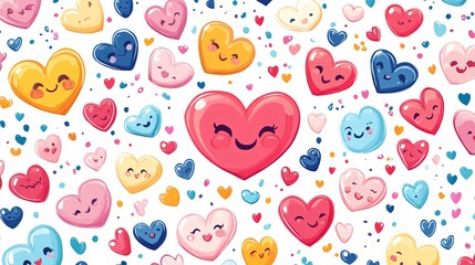 Obraz premium Adorable Heart Shape in Kawaii Style for Love and Happiness Concept