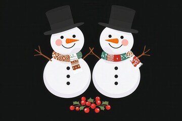 Charming Snowmen Embracing Winter Cheer with Festive Accessories