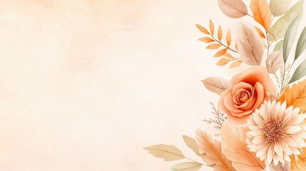 Naklejka premium Elegant Floral Arrangement with Soft Orange and Beige Tones