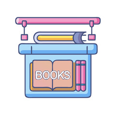 bookstore sign vector icon, bookstore sign vector illustration - simple illustration of bookstore sign, perfect for logos bookstore sign