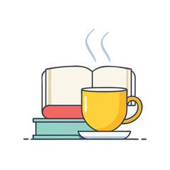 coffee cup and book vector icon, coffee cup and book vector illustration - simple illustration of coffee cup and book, perfect for logos coffee cup and book