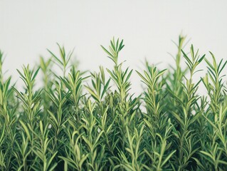 close up of rosemary herbs growing