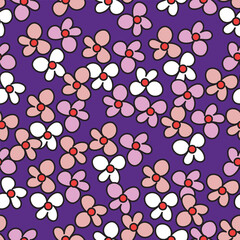 Beautiful little flower pattern on purple background. Sweet flower pattern is perfect for dress.