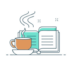 coffee cup and book vector icon, coffee cup and book vector illustration - simple illustration of coffee cup and book, perfect for logos coffee cup and book