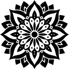 Simple mandala silhouette vector Art design, Floral mandala Illustration, ornament, flower, design, outline, template, pattern, ethnic. mandala design for invitation card, coloring book.