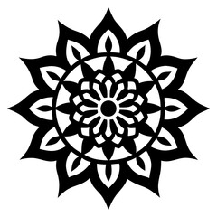 Simple mandala silhouette vector Art design, Floral mandala Illustration, ornament, flower, design, outline, template, pattern, ethnic. mandala design for invitation card, coloring book.