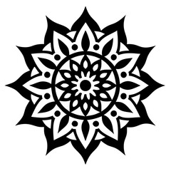 Simple mandala silhouette vector Art design, Floral mandala Illustration, ornament, flower, design, outline, template, pattern, ethnic. mandala design for invitation card, coloring book.