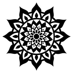Simple mandala silhouette vector Art design, Floral mandala Illustration, ornament, flower, design, outline, template, pattern, ethnic. mandala design for invitation card, coloring book.