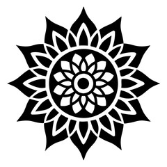 Simple mandala silhouette vector Art design, Floral mandala Illustration, ornament, flower, design, outline, template, pattern, ethnic. mandala design for invitation card, coloring book.