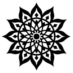 Simple mandala silhouette vector Art design, Floral mandala Illustration, ornament, flower, design, outline, template, pattern, ethnic. mandala design for invitation card, coloring book.