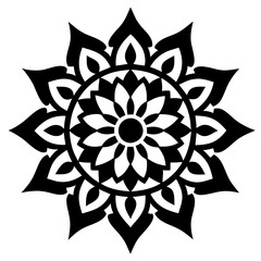 Simple mandala silhouette vector Art design, Floral mandala Illustration, ornament, flower, design, outline, template, pattern, ethnic. mandala design for invitation card, coloring book.
