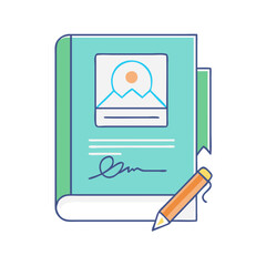 signed book cover vector icon, signed book cover vector illustration - simple illustration of signed book cover, perfect for logos signed book cover