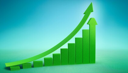 Obraz premium An upward trending graph with arrows forming each arrow getting longer and longer