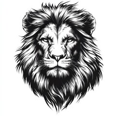 Obraz premium a detailed black and white drawing of a lion's head